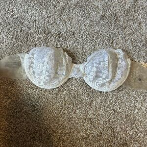 Lace Strapless Bra - White
